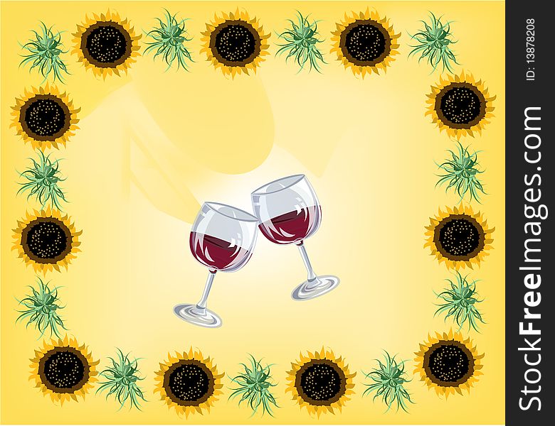 Summer comfort in wine and sunflowers