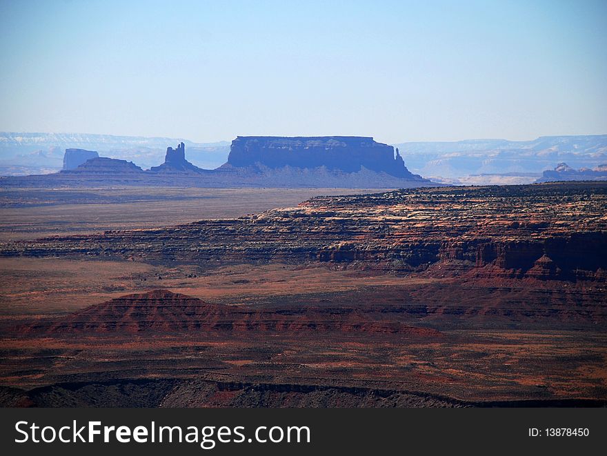 Muley Point, Utah and Monument Valley in the distance. Muley Point, Utah and Monument Valley in the distance