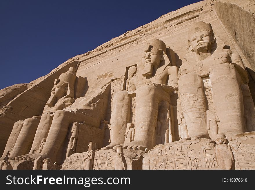 Stone statues in the temple of the Egyptian Pharaoh. Stone statues in the temple of the Egyptian Pharaoh