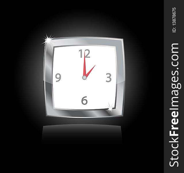 Silver realistic vector watch with shadow. Silver realistic vector watch with shadow
