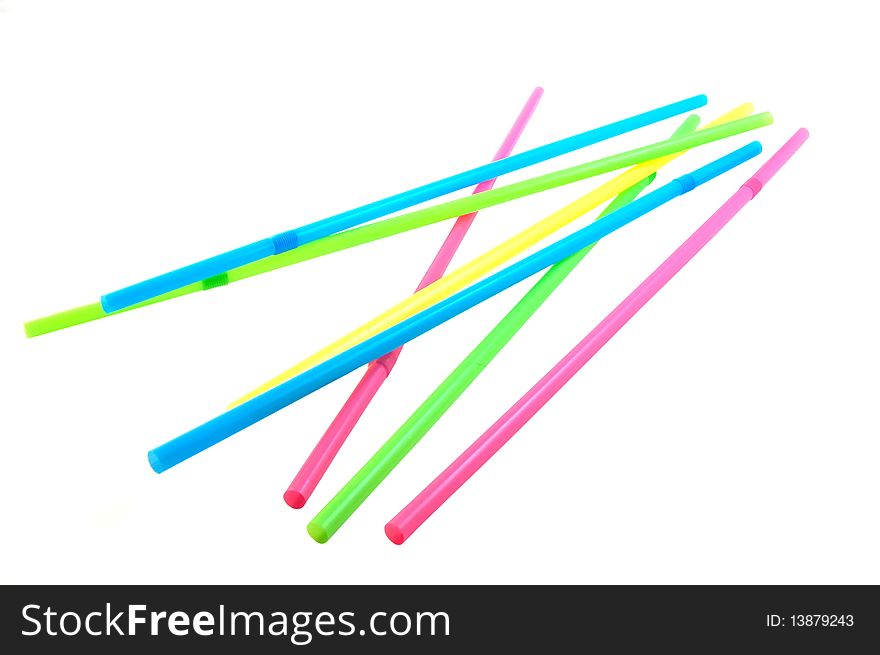 Straws on white background