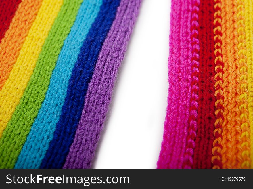 Bright Rainbow Knitted Scarf