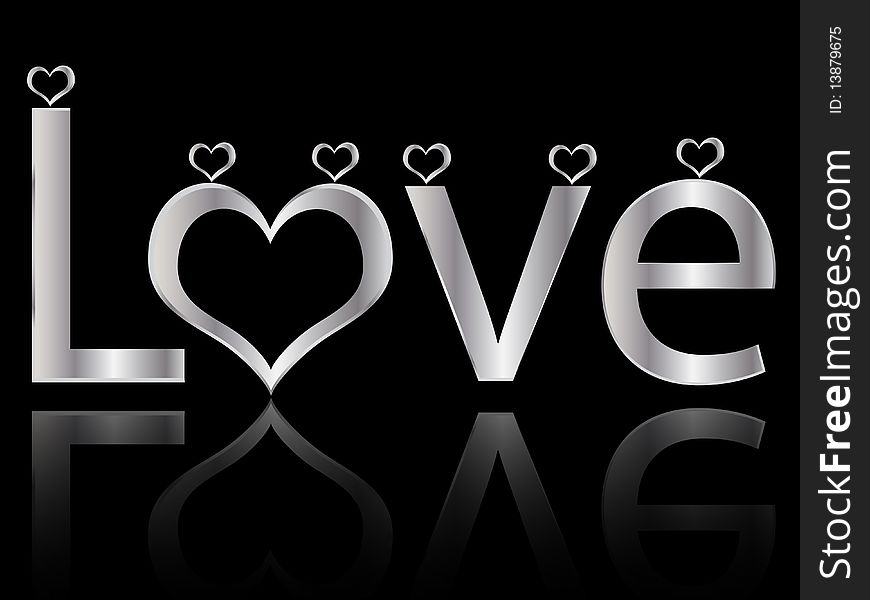 Love with heart in black background