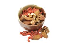 Goji Berries And Nuts In A Bowl Stock Photography
