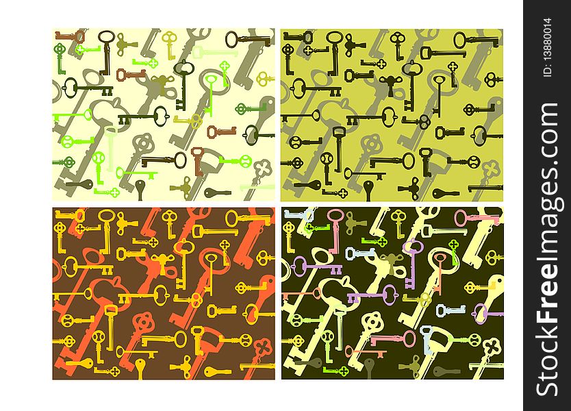 A colorful backgrounds of antique skeleton keys. vector, editable. A colorful backgrounds of antique skeleton keys. vector, editable.