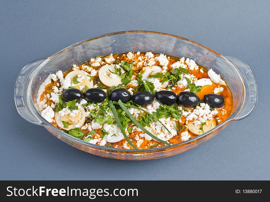 Vegetable salad in glass plate