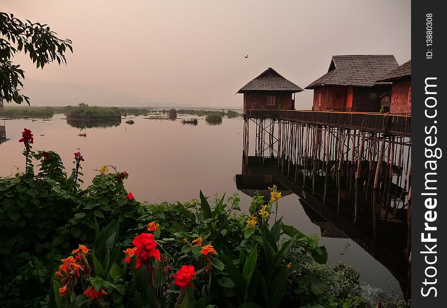 Sea Inle with a house on the water
