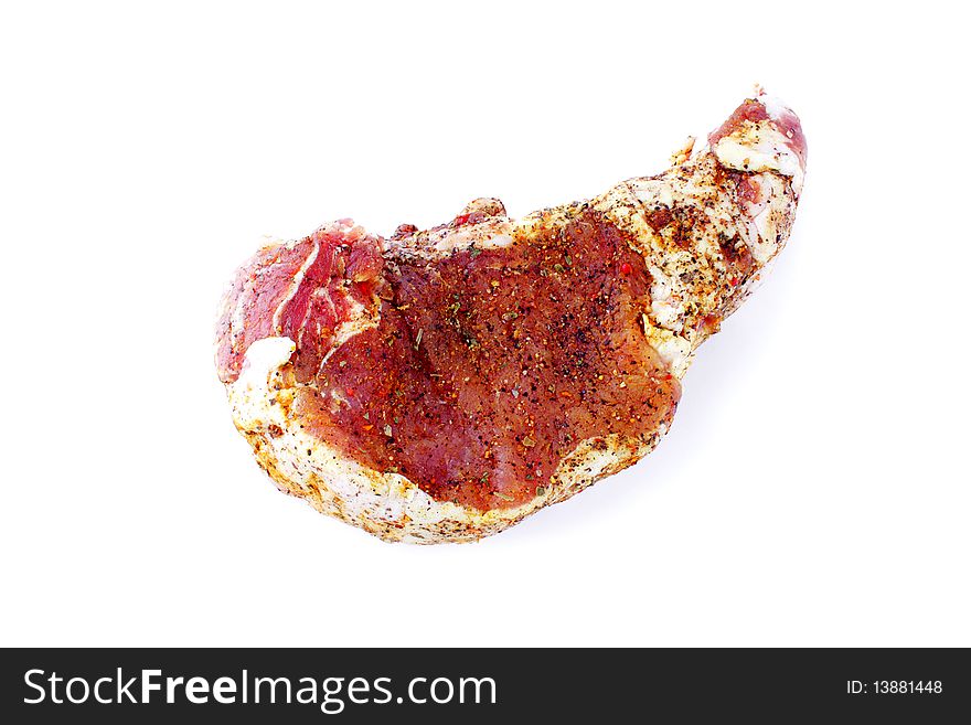 Raw pork meat isolated on white back