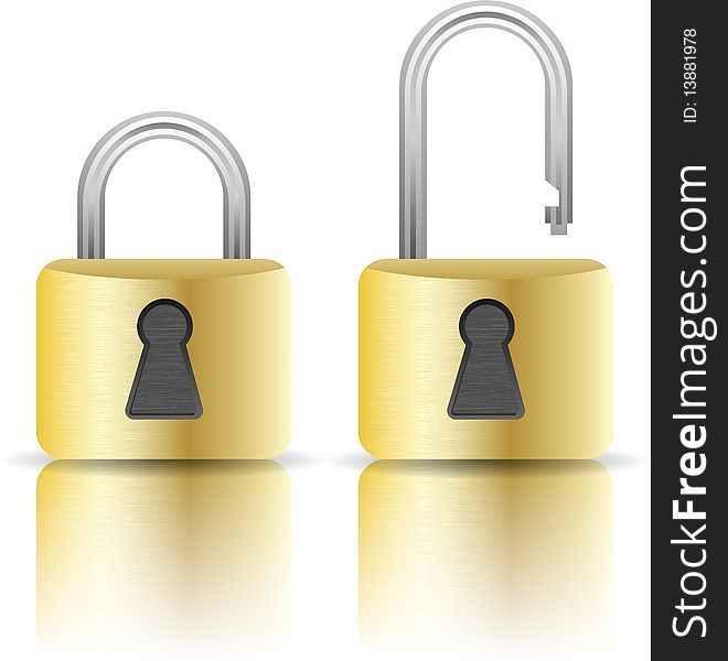Illustration of padlock open and closed