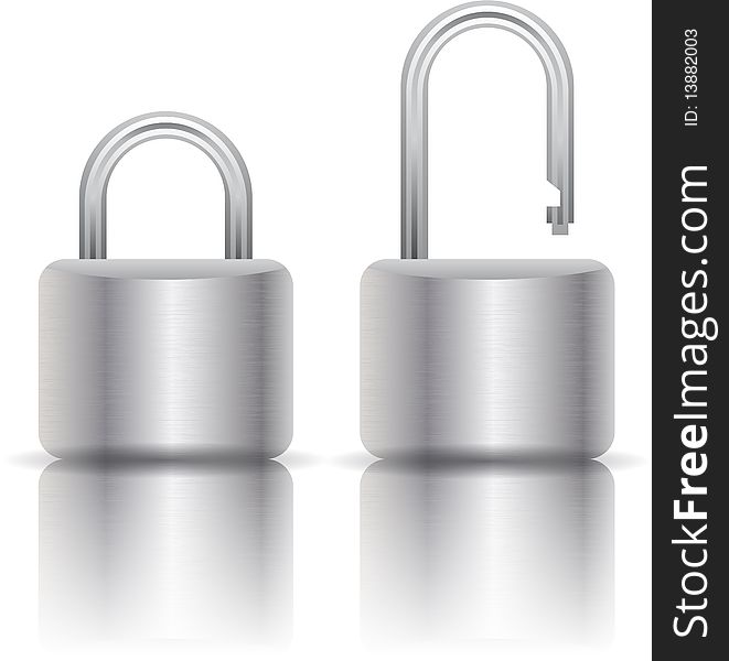 Illustration of padlock open and closed