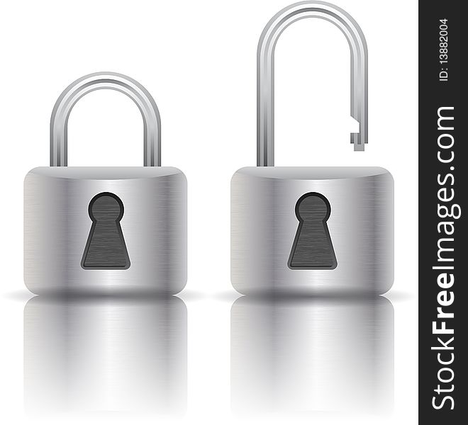 Illustration of padlock open and closed
