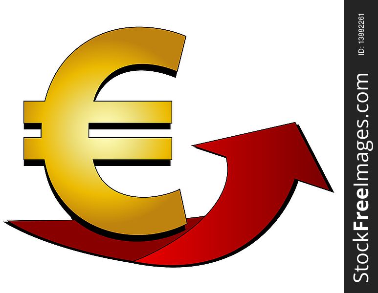 Illustration of a Euro Sign with arrow