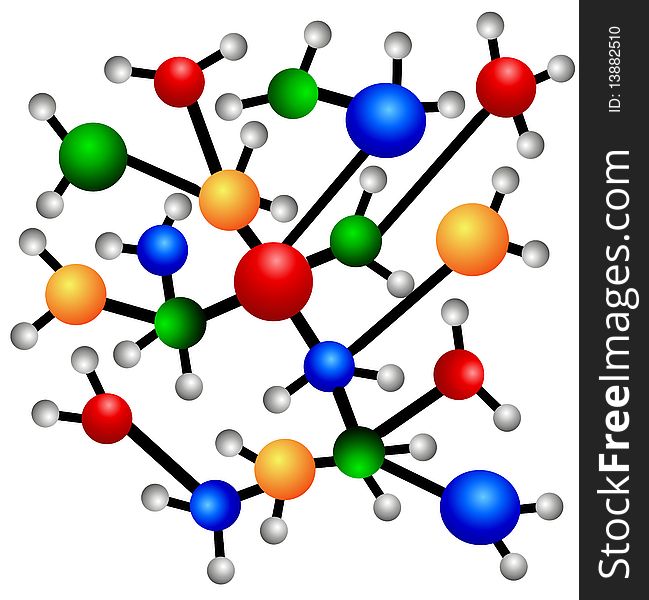 Illustration of a molecule on white background. Illustration of a molecule on white background