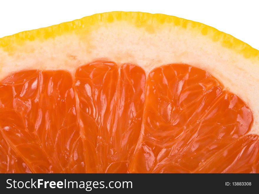 Close-up grapefruit texture, isolated on white