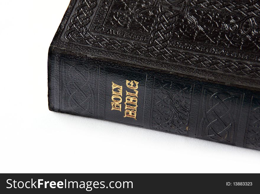 Black Holy Bible with gold lettering. Black Holy Bible with gold lettering.