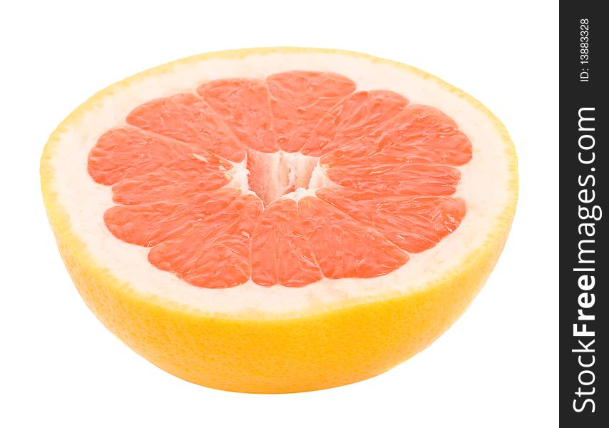 Close-up grapefruit peace, isolated on white