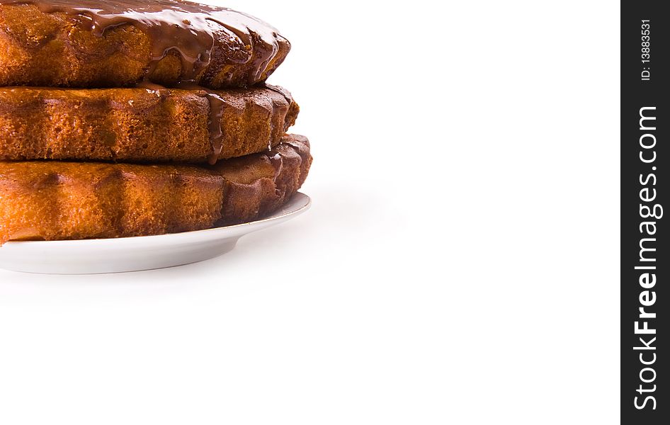 Sponge cake isolated on white background