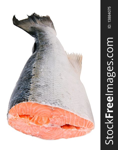 Fresh salmon over white background