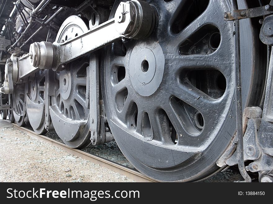 The wheels of Steam Engine 3751 in San Diego, California. The wheels of Steam Engine 3751 in San Diego, California