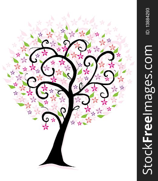 Abstract flower tree in pink
