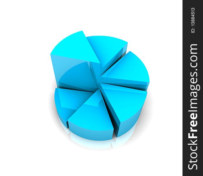 3d pie chart diagram in blue