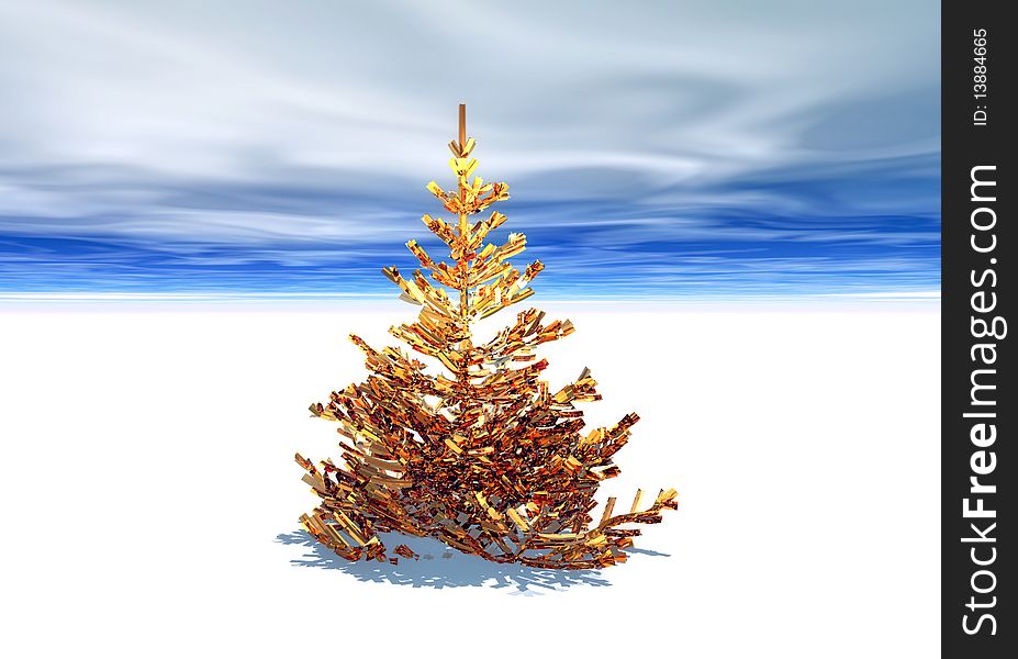 Abstract creative fantastic image gold christmas tree. Abstract creative fantastic image gold christmas tree