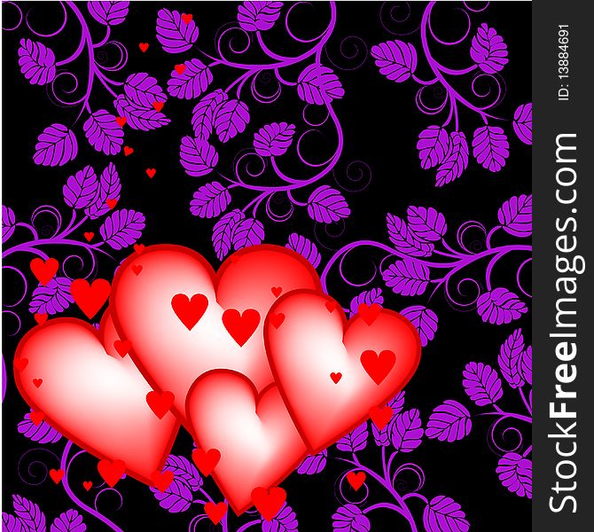 Floral Background With Hearts