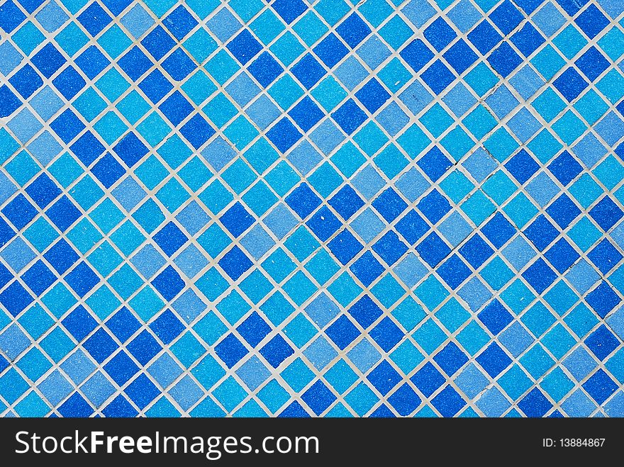 Detail of a blue tiles wall pattern