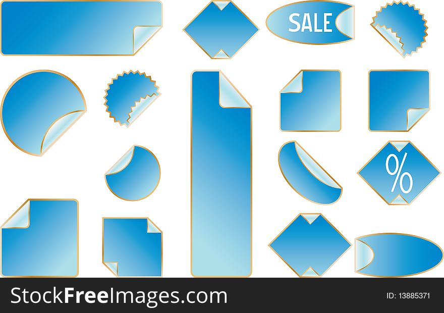 Blue sticker vector set . Isolated on a white background. Vector will be additional. Blue sticker vector set . Isolated on a white background. Vector will be additional