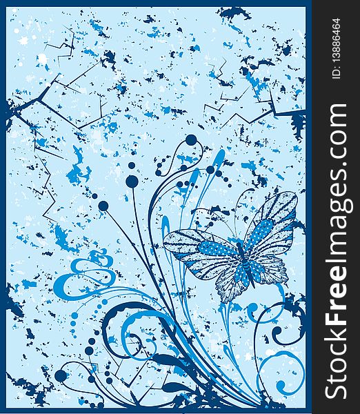 Grunge background with tropical butterflies. Grunge background with tropical butterflies