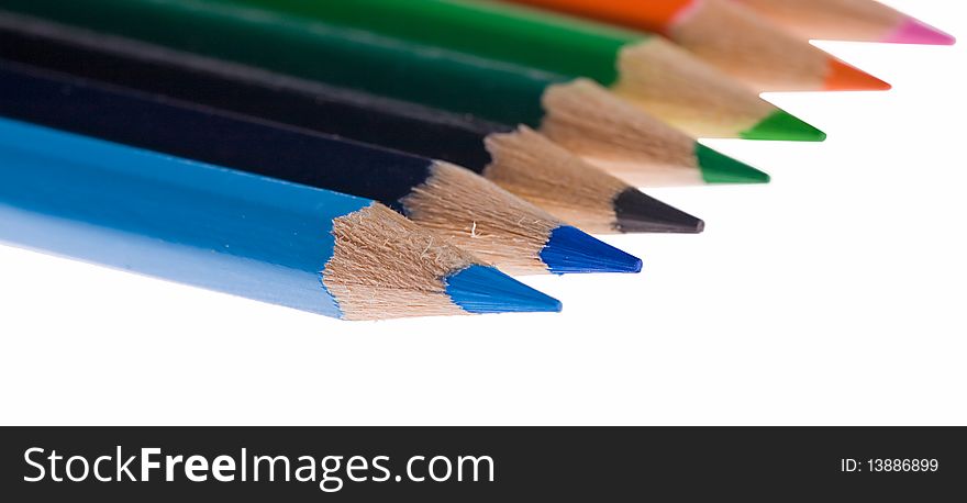 Different color pencils isolated on white background. Different color pencils isolated on white background