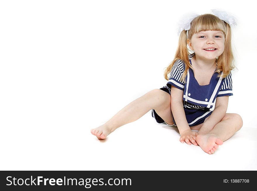 Happy girl over white background