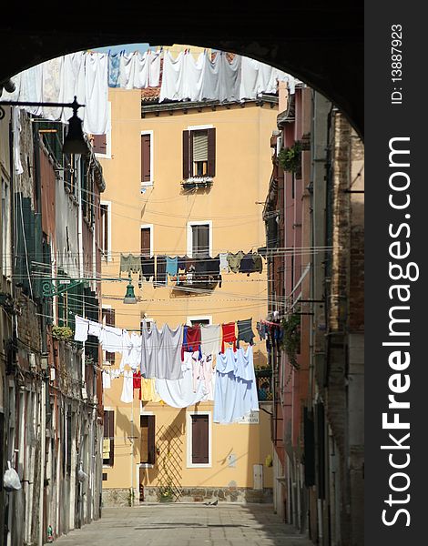 Laundry Drying In Venice Backstreet