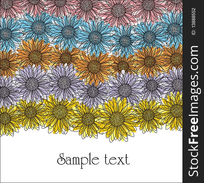 Postcard with flowers which consist of lines. Vector illustration. Postcard with flowers which consist of lines. Vector illustration.