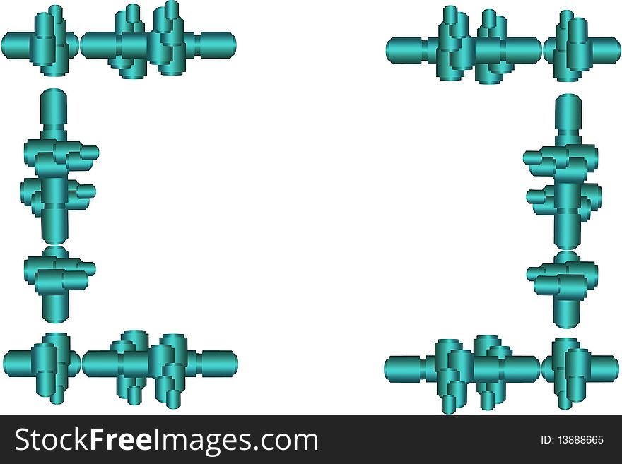 3d abstract of industrial piping in green on white and 3d. 3d abstract of industrial piping in green on white and 3d