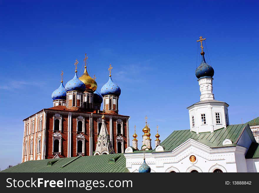 Golden domes of the Ryazan Kremlin