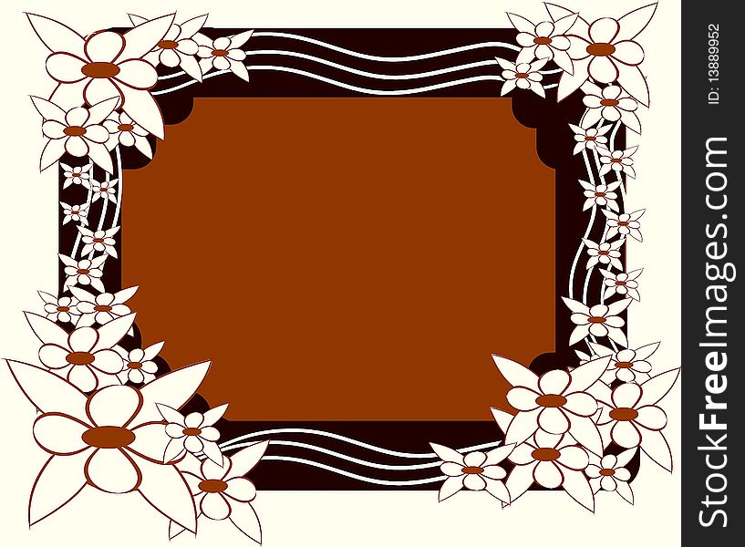 frame decorated with stylized white flowers