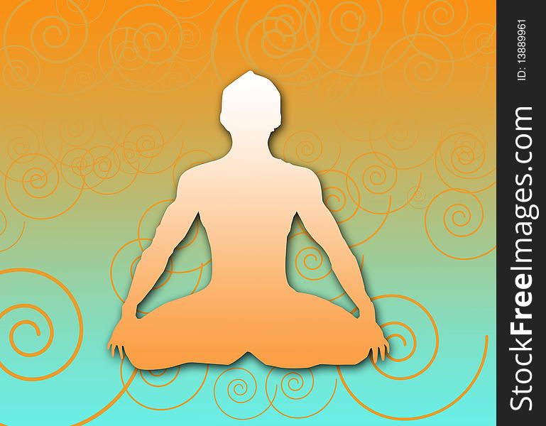 A lotus position on soft colored background. A lotus position on soft colored background