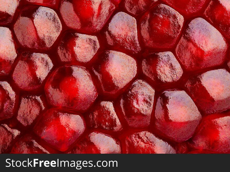 Pomegranate seeds macro closeup detail