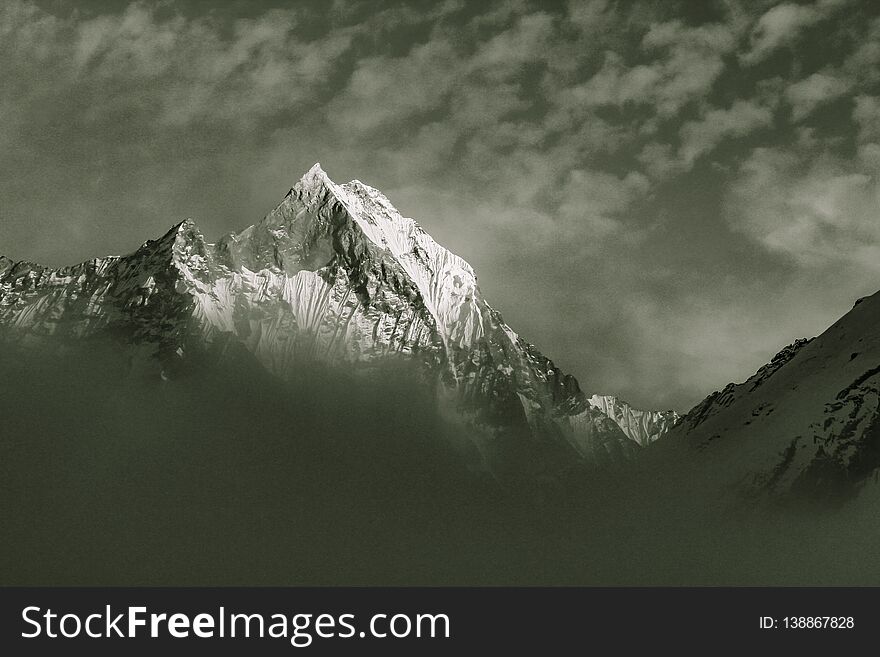 Starry sky over Machhepuchare and Annapurna Base Camp - Nepal, Himalayas