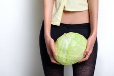 Young Girl And Cabbage Stock Image Young Girl And Cabbage Stock Image