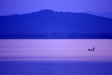 The Fisherman In Kraseaw Dam,Thailand Royalty Free Stock Photography The Fisherman In Kraseaw Dam,Thailand Royalty Free Stock Photography