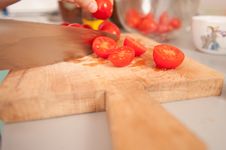 Cutting Cherry Tomatoes Royalty Free Stock Image Cutting Cherry Tomatoes Royalty Free Stock Image