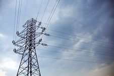 Silhouette Of Electrical Pylon And Blue Sky Royalty Free Stock Photos Silhouette Of Electrical Pylon And Blue Sky Royalty Free Stock Photos