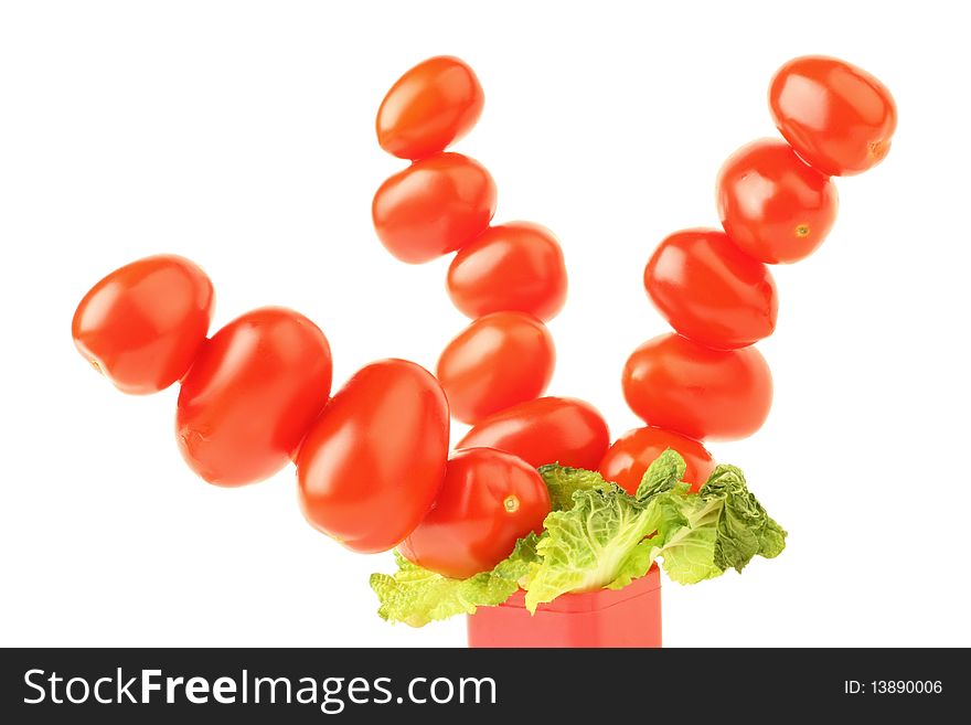 Creative tomatoes tree isolated on white background