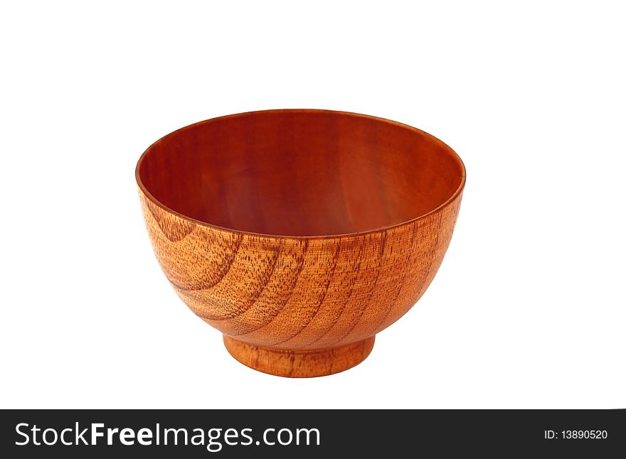 Wooden bowl for food isolated on white