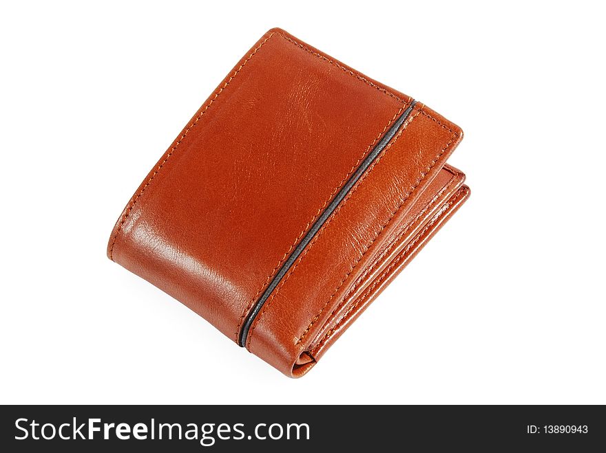 This is a beautiful brown leather wallet isolated on a white background.