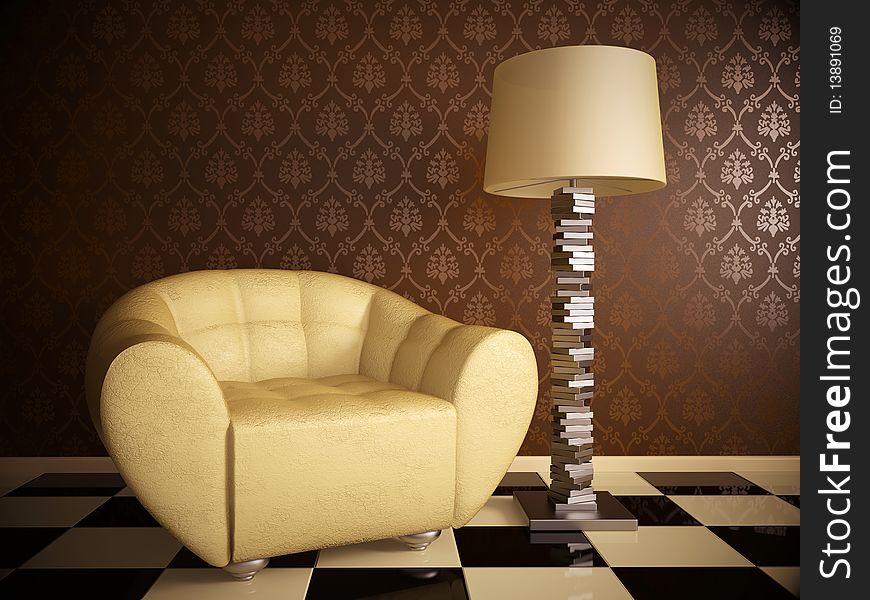 Milky leather armchair in brown modern room