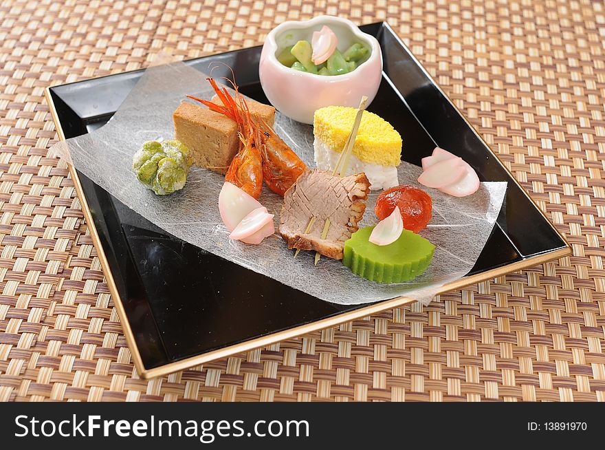 Japanese sashimi on a white dish