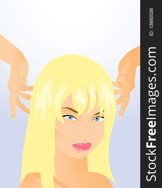 Caring Hands hairdresser make hair beautiful blonde. Caring Hands hairdresser make hair beautiful blonde.